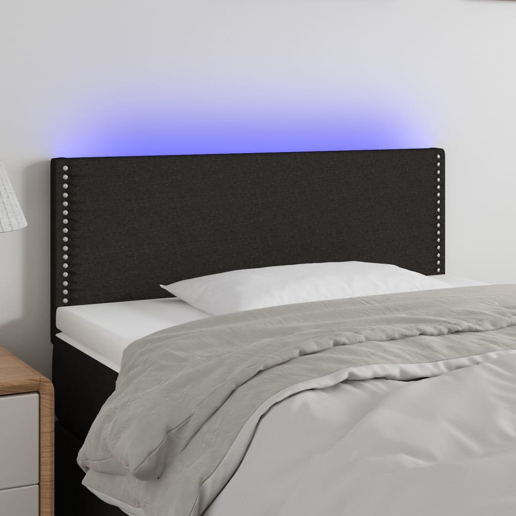 vidaXL Čelo postele s LED čierne 100x5x78/88 cm látka