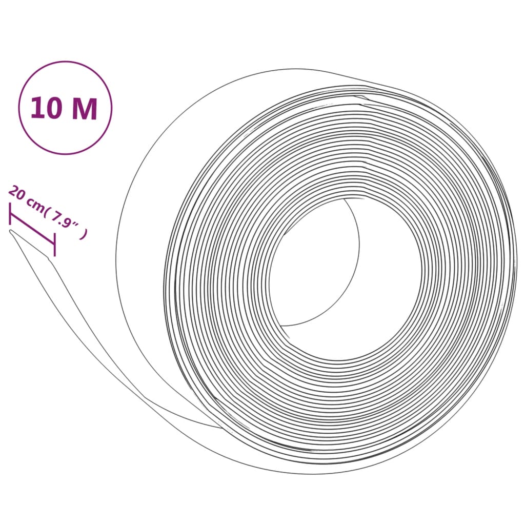 vidaXL Záhradné obruby 5 ks sivé 10 m 20 cm polyetylén