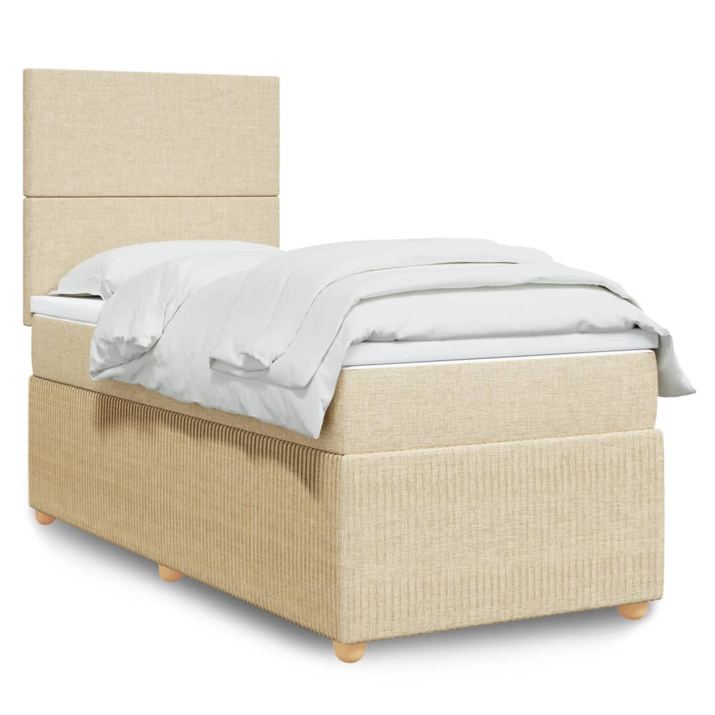 vidaXL Boxspring posteľ s matracom krémová 100x200 cm látka