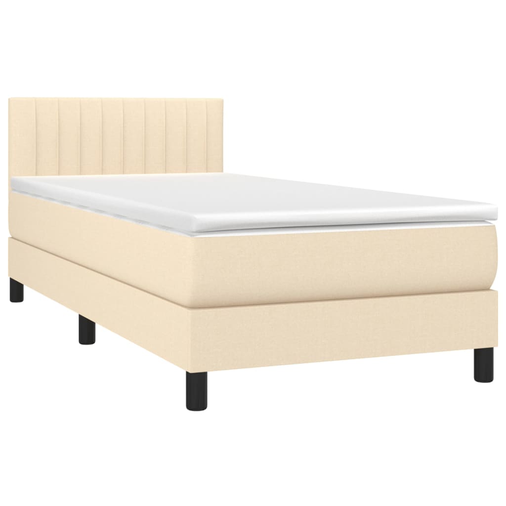 vidaXL Posteľný rám boxspring s matracom krémový 90x190 cm látka