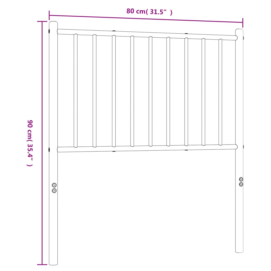 vidaXL Kovové čelo postele čierne 75 cm