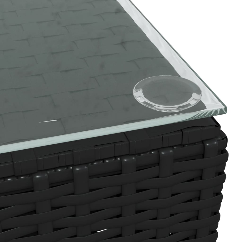 vidaXL Záhradný konferenčný stolík čierny 60x60x30 cm polyratan a sklo