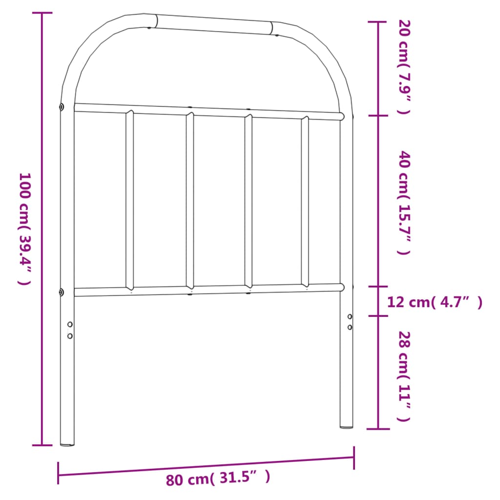 vidaXL Kovové čelo postele čierne 75 cm