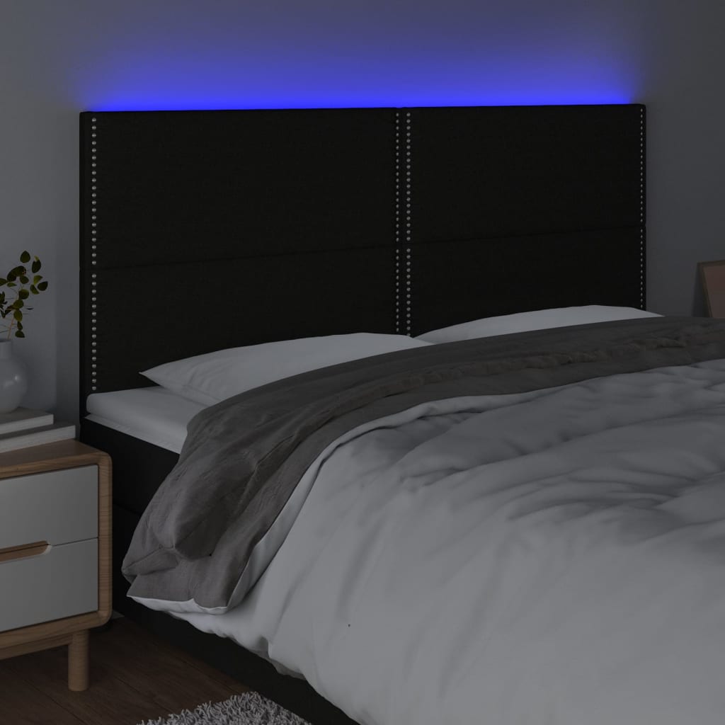 vidaXL Čelo postele s LED čierne 180x5x118/128 cm látka