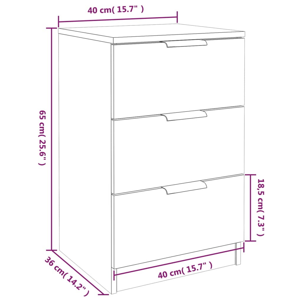 vidaXL Nočné stolíky 2 ks čierne 40x36x65 cm