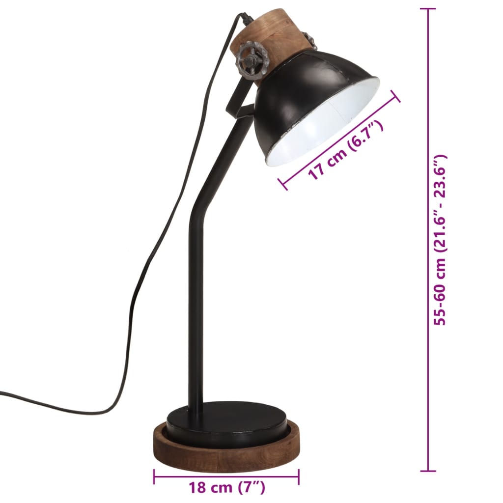 vidaXL Stolová lampa 25 W čierna 17x17x60 cm E27