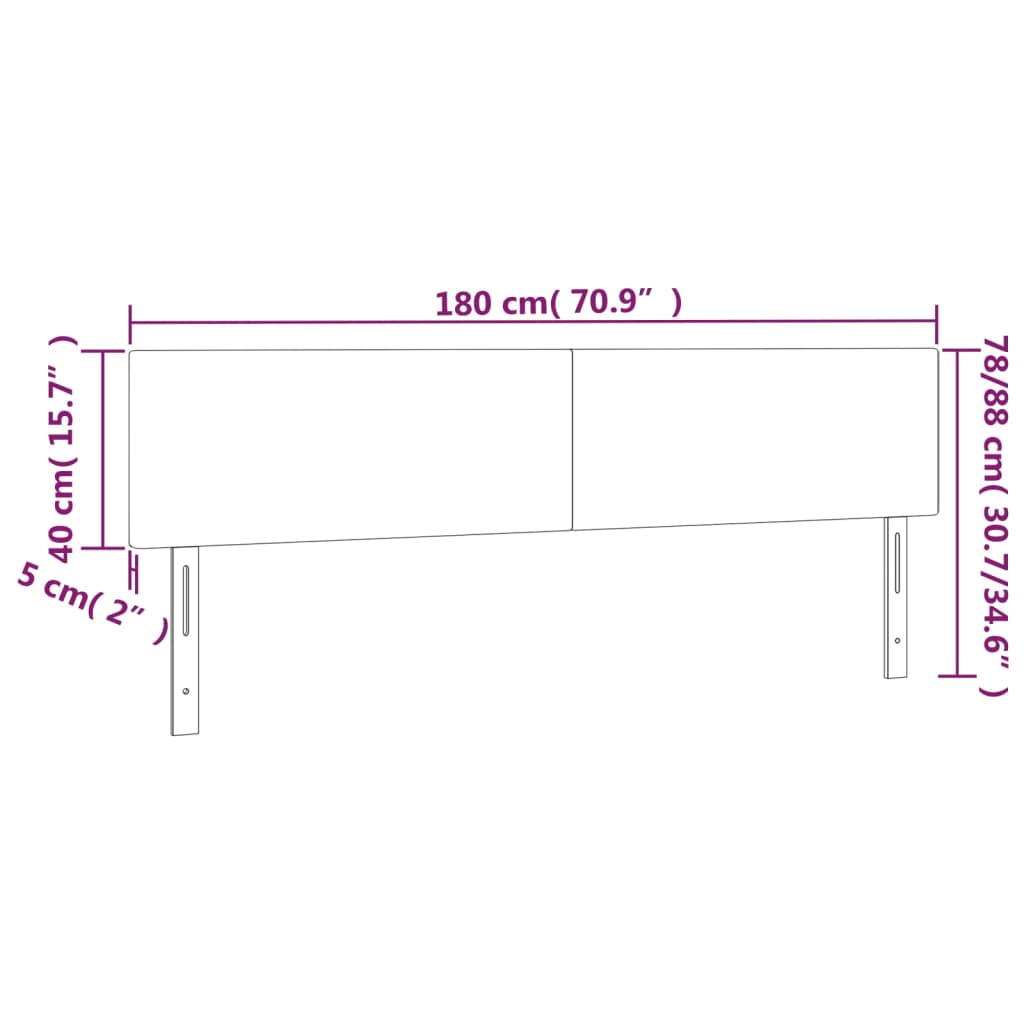 vidaXL Čelo postele s LED bledosivé 180x5x78/88 cm zamat