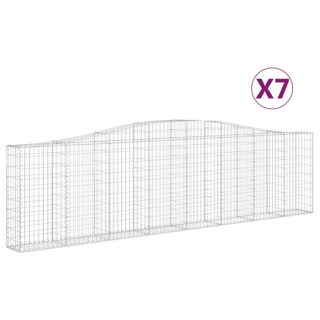 vidaXL Oblúkové gabiónové koše 7ks 400x30x100/120cm pozinkované železo