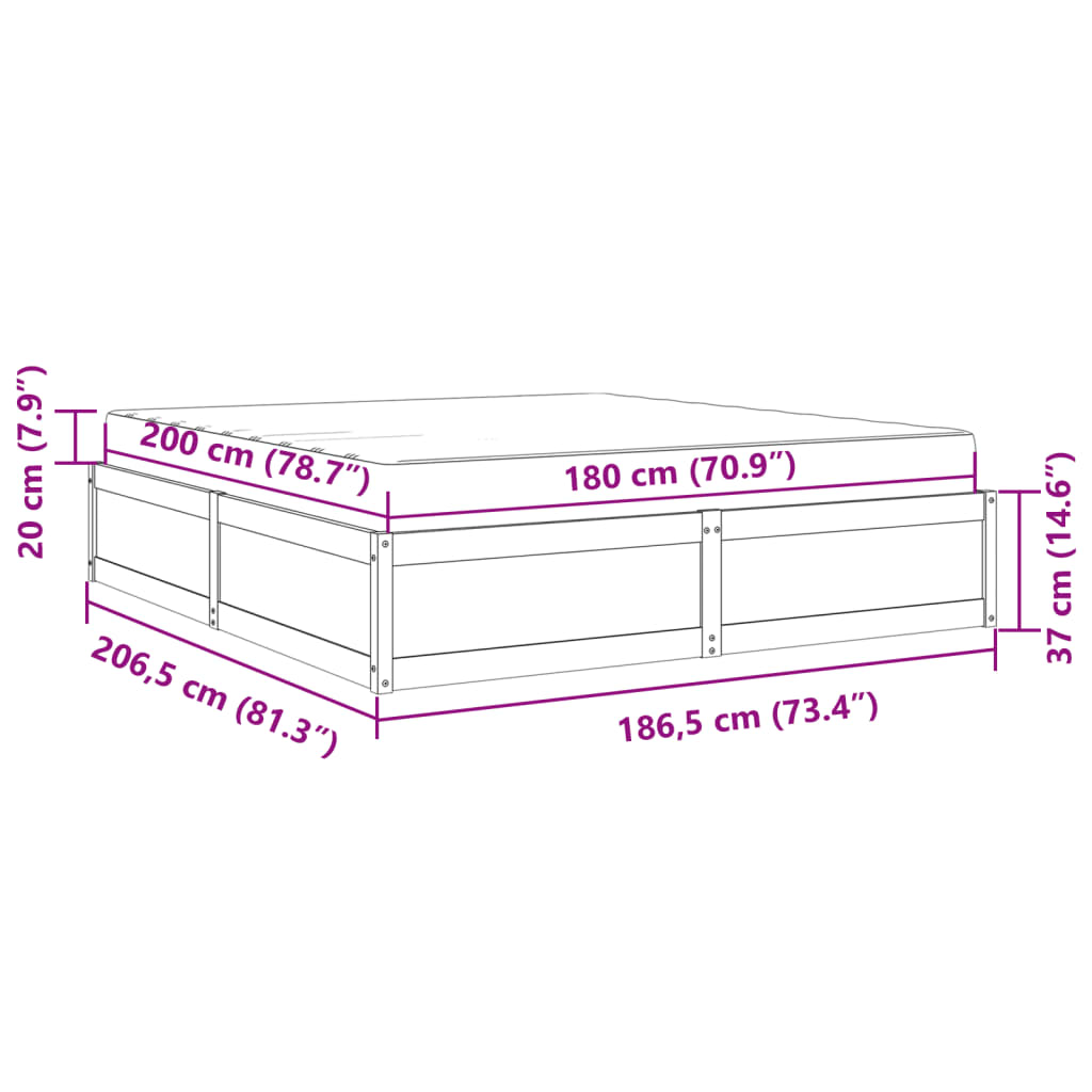 vidaXL Posteľ s matracom biela 180x200 cm masívna borovica