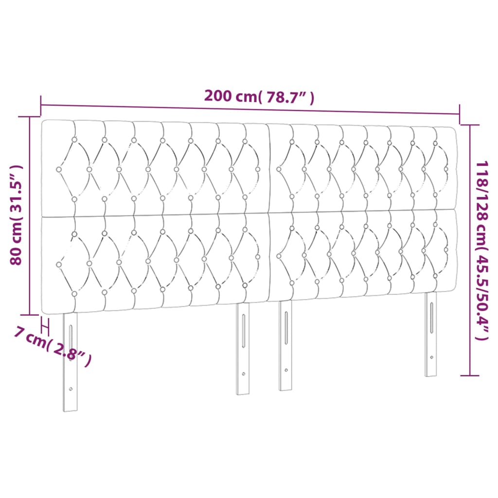 vidaXL Čelá postele 4 ks bledosivé 100x7x78/88 cm zamat