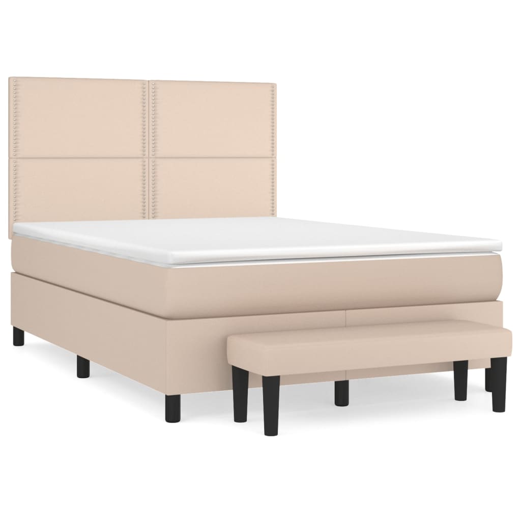 vidaXL Boxspring posteľ s matracom kapučínová 140x190 cm umelá koža