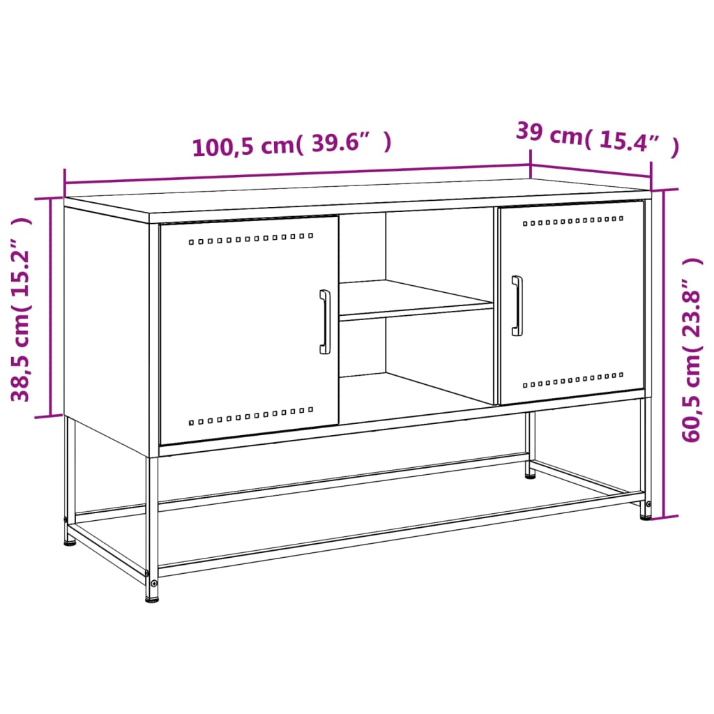 vidaXL TV skrinka ružová 100,5x39x60,5 cm oceľ