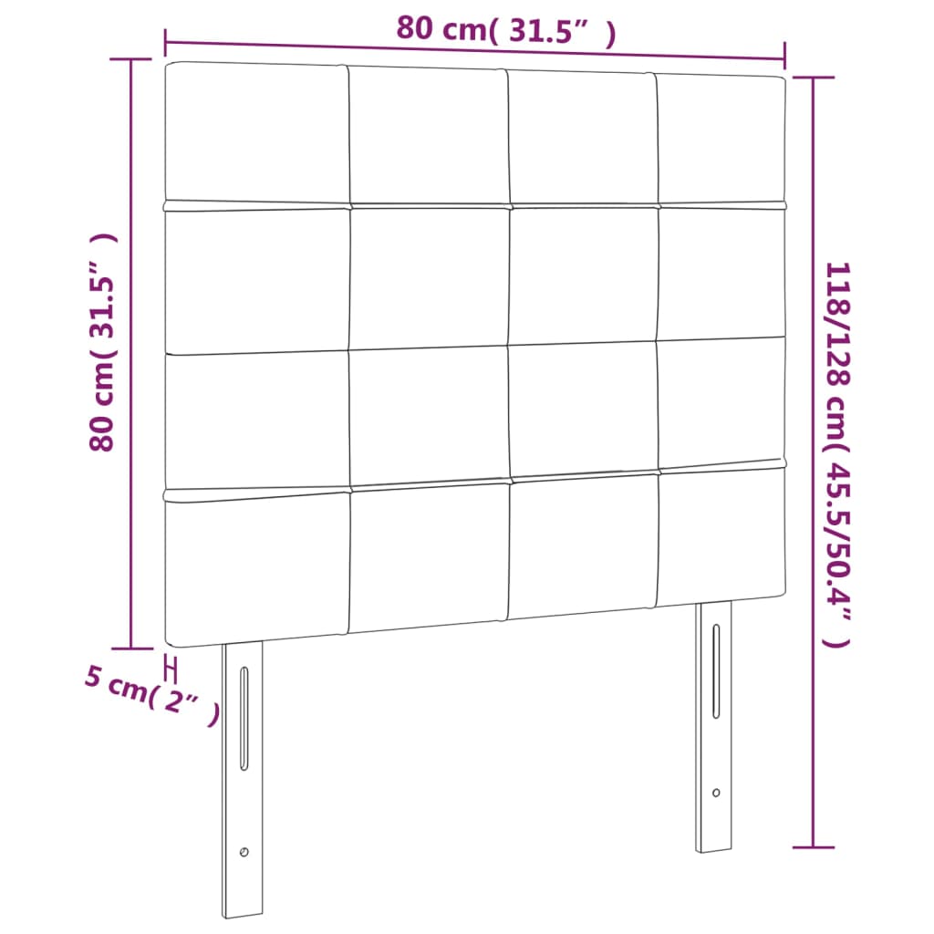 vidaXL Čelo postele s LED tmavohendé 80x5x118/128 cm látka