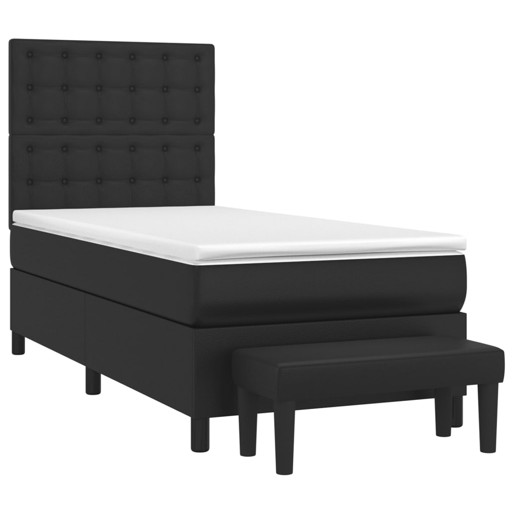 vidaXL Boxspring posteľ s matracom čierny 90x190 cm umelá koža