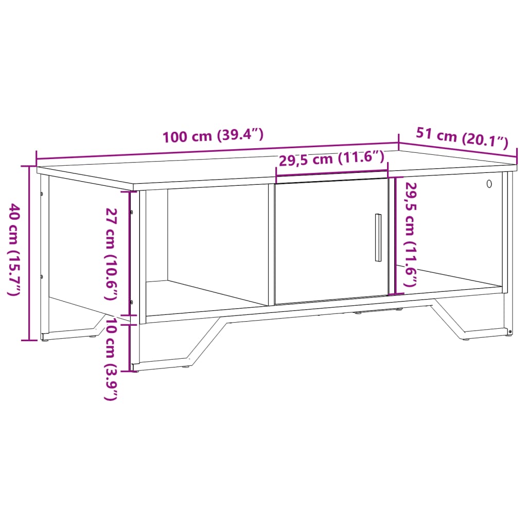 vidaXL Konferenčný stolík čierny 100x51x40 cm kompozitné drevo