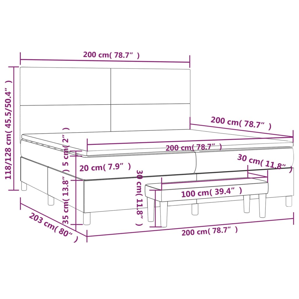 vidaXL Boxspring posteľ s matracom sivá 200x200 cm umelá koža