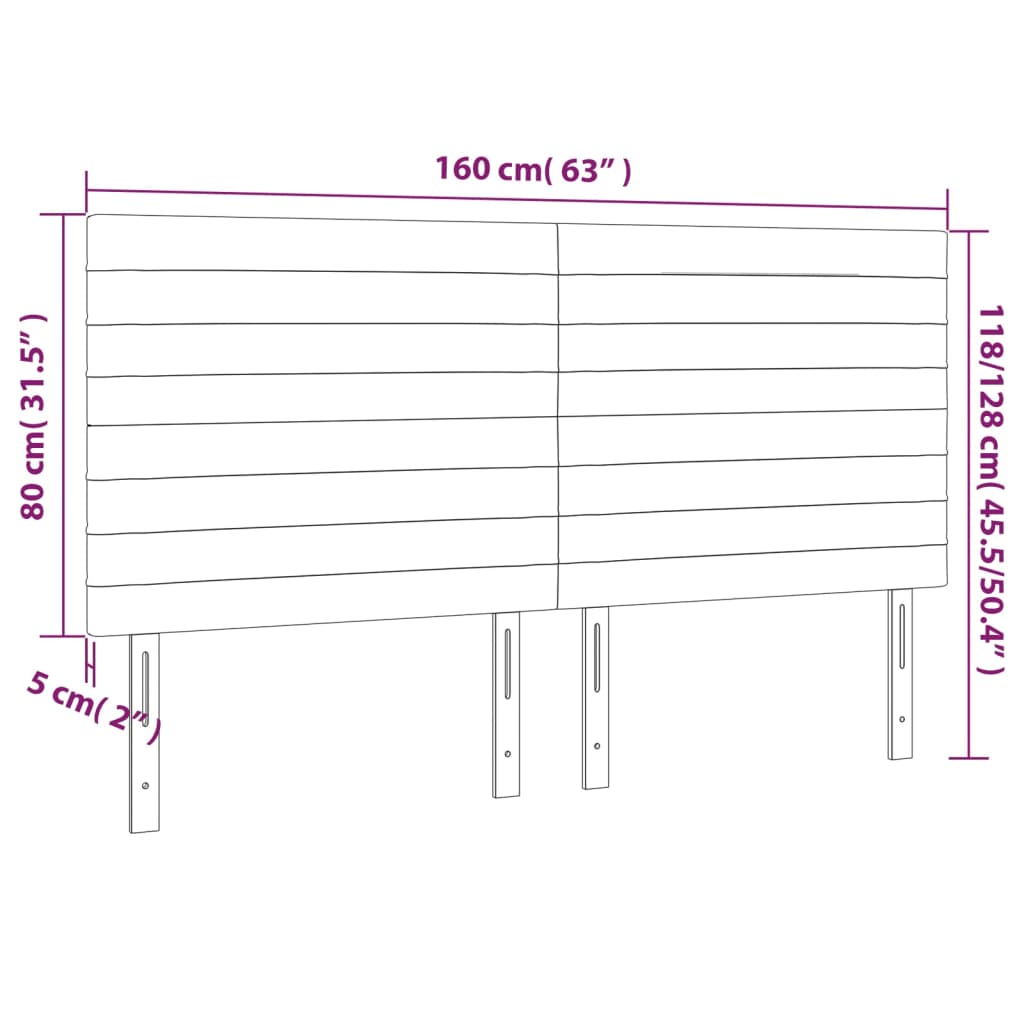 vidaXL Čelo postele s LED tmavosivé 160x5x118/128 cm látka