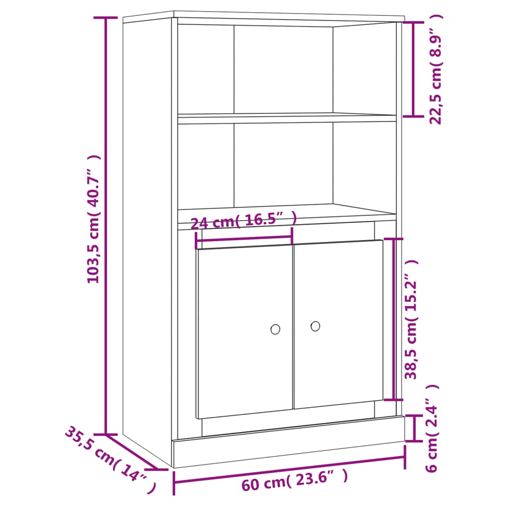 vidaXL Vysoká skrinka lesklá biela 60x35,5x103,5 cm kompozitné drevo