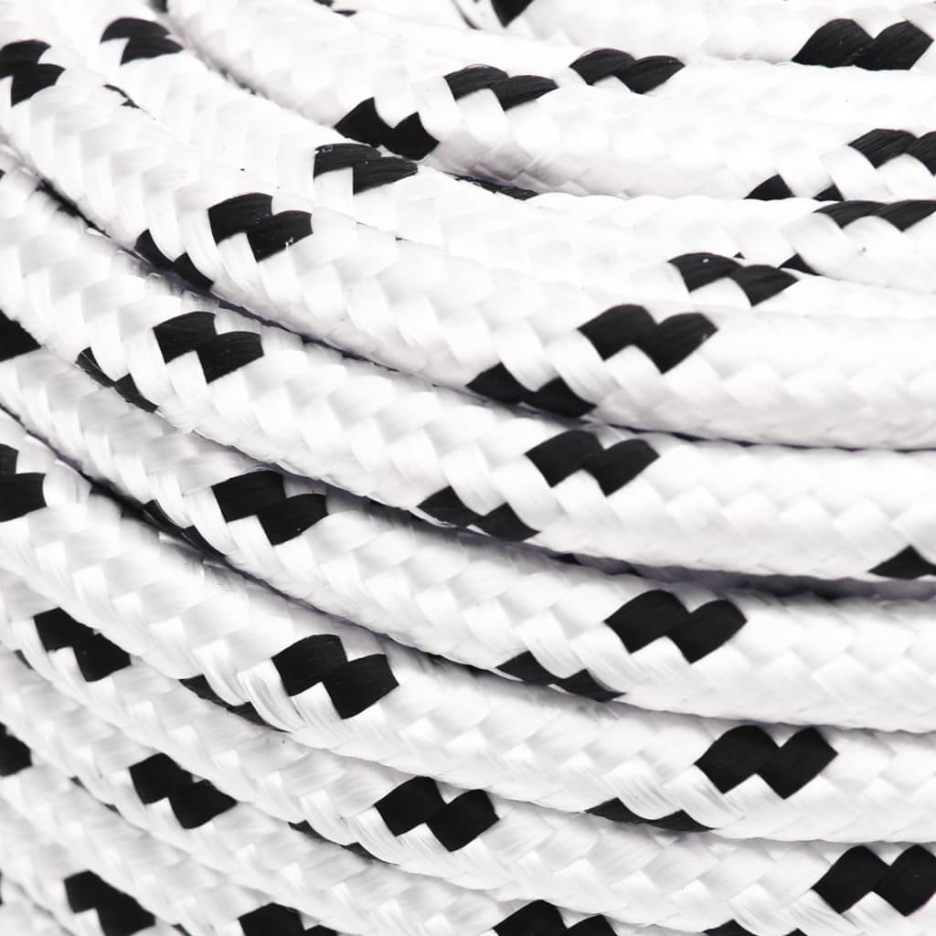 vidaXL Pletené lodné lano biele 10 mm x 25 m polyester