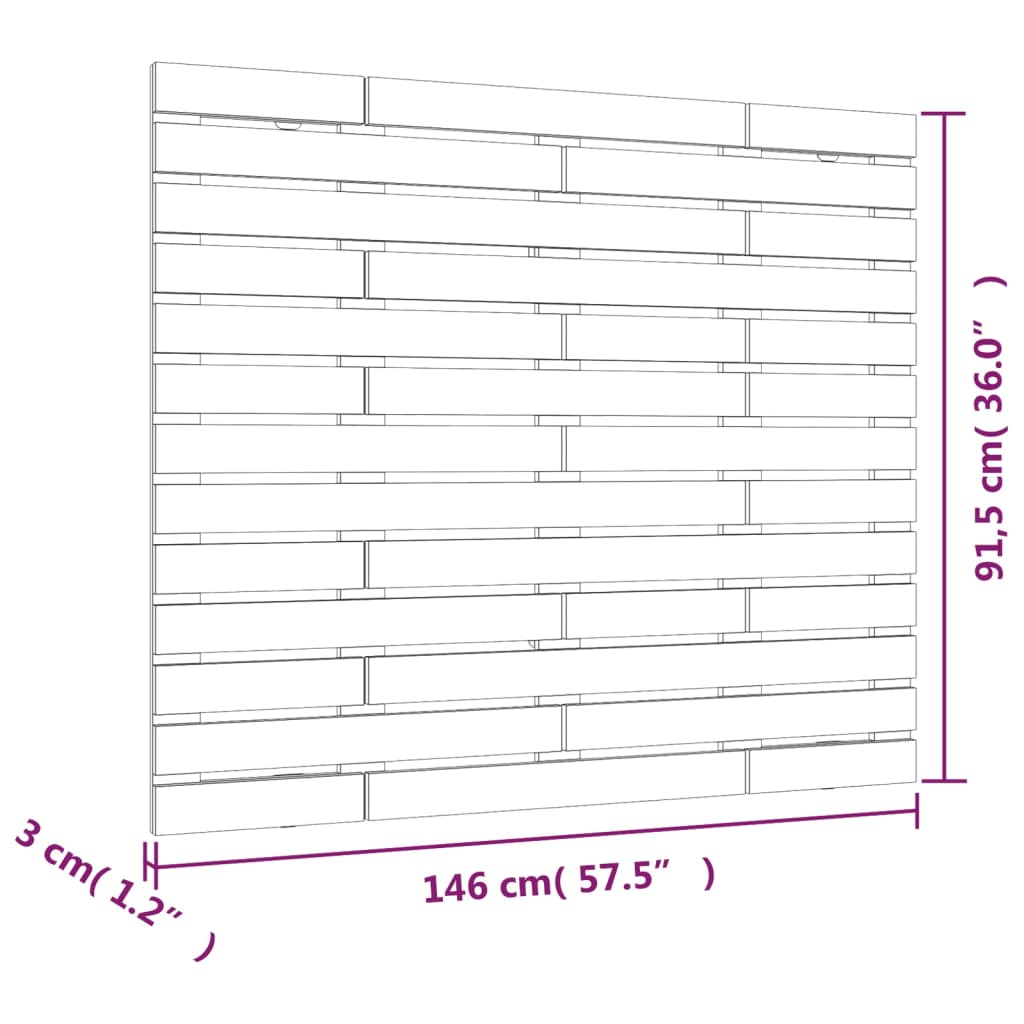 vidaXL Nástenné čelo postele medovohnedé 146x3x91,5 masívna borovica