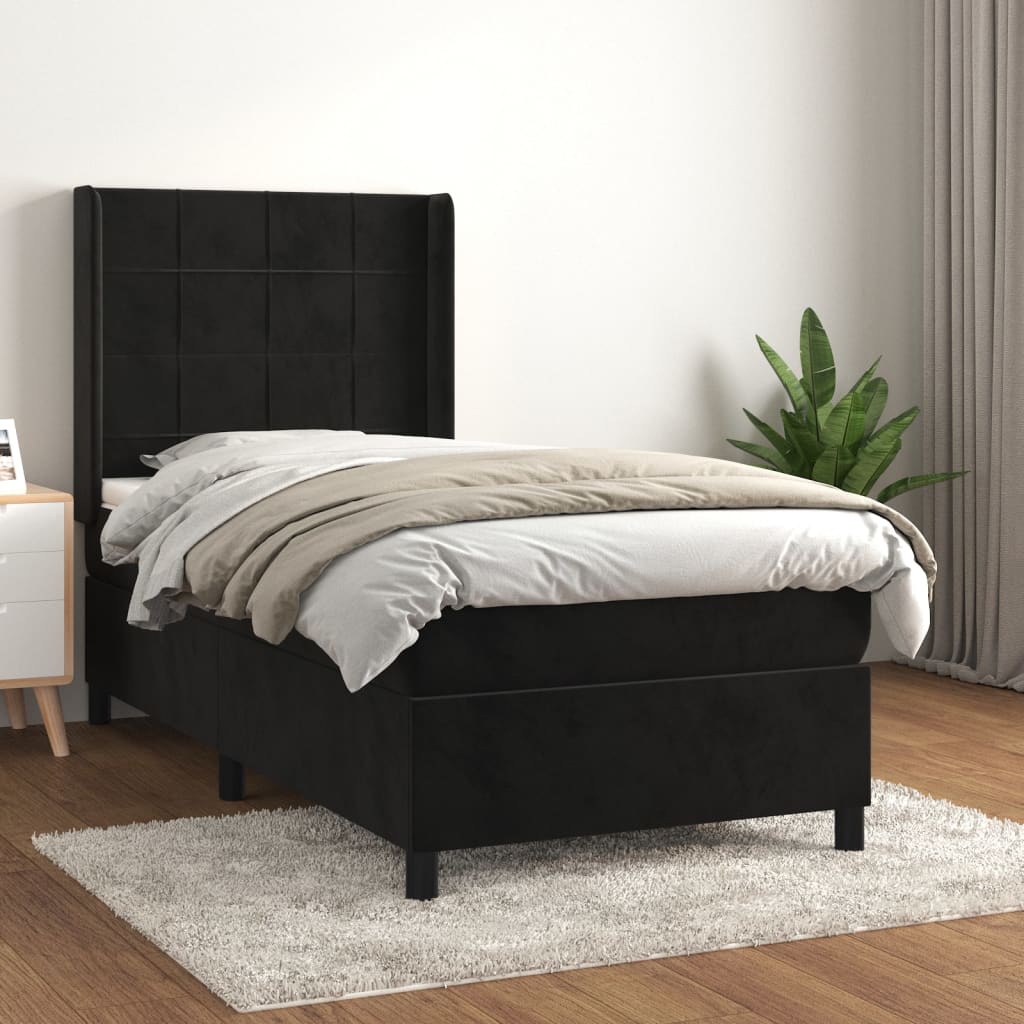 vidaXL Posteľný rám boxspring s matracom čierny 80x200 cm zamat