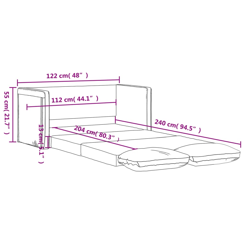 vidaXL Podlahová rozkladacia pohovka 2v1 tmavožltá 122x204x55cm zamat