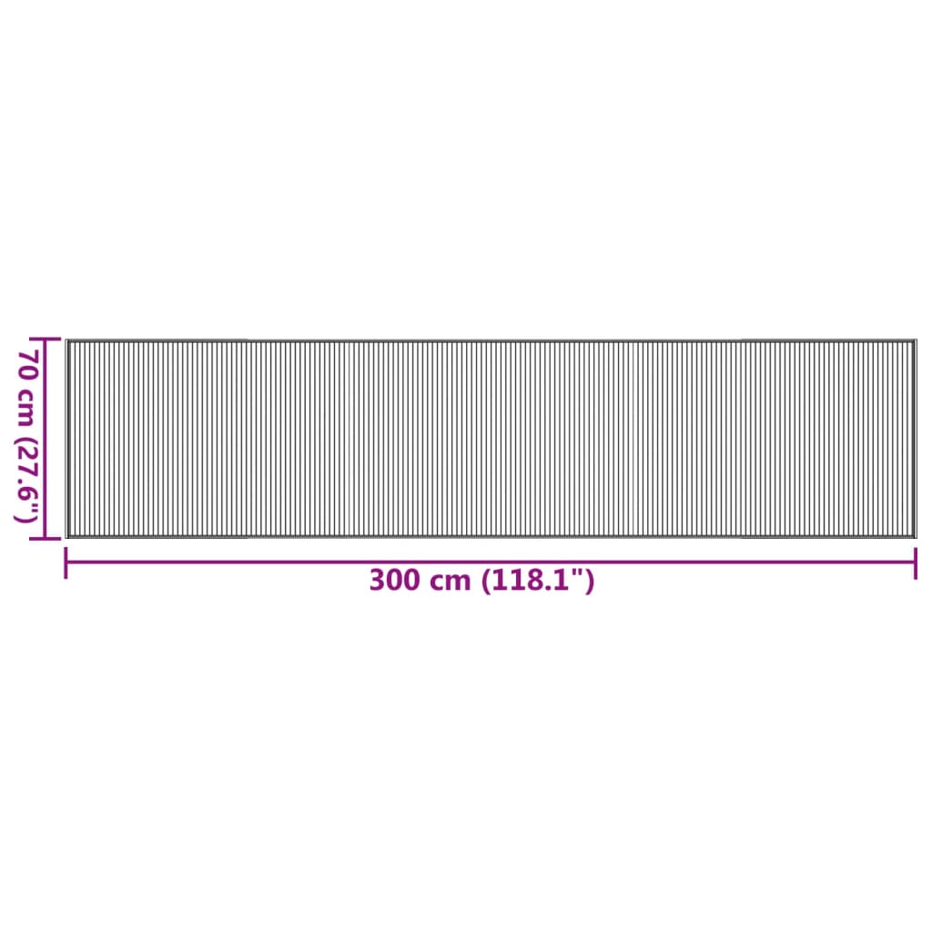 vidaXL Koberec obdĺžnikový čierny 70x300 cm bambus