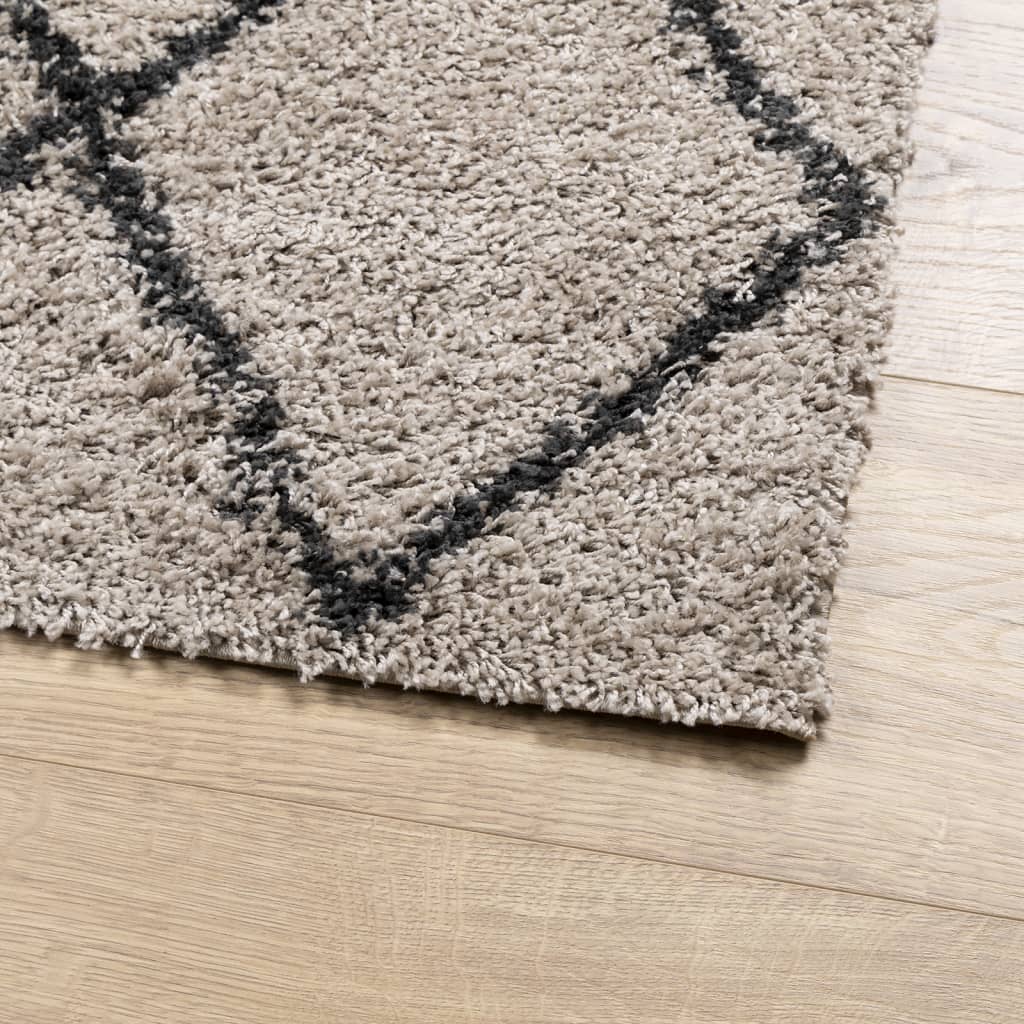vidaXL Shaggy koberec PAMPLONA, vysoký vlas, béžová+antracit 120x120cm