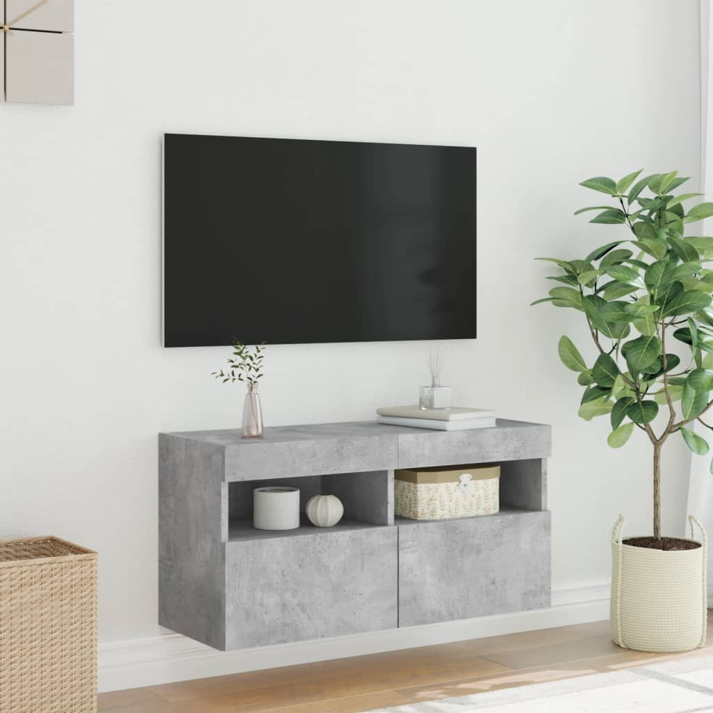vidaXL TV nástenná skrinka s LED svetlami betónovo sivá 80x30x40 cm