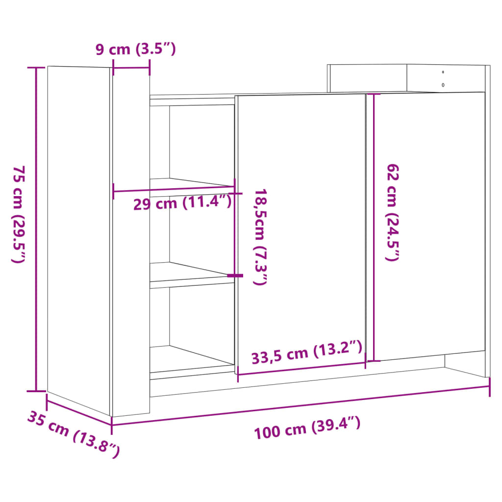 vidaXL Komoda dub sonoma 100x35x75 cm kompozitné drevo