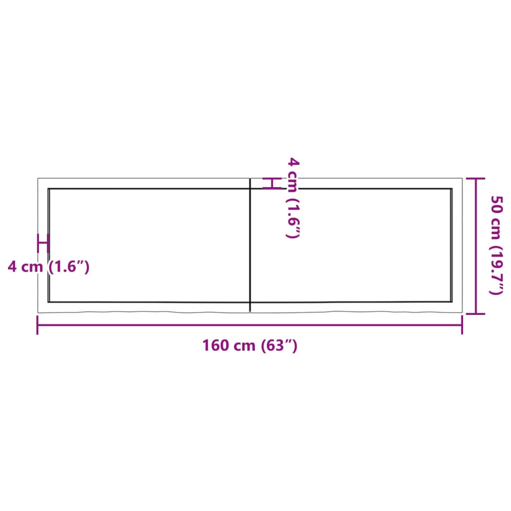 vidaXL Kúpeľňová doska 160x50x(2-4) cm neošetrený masív