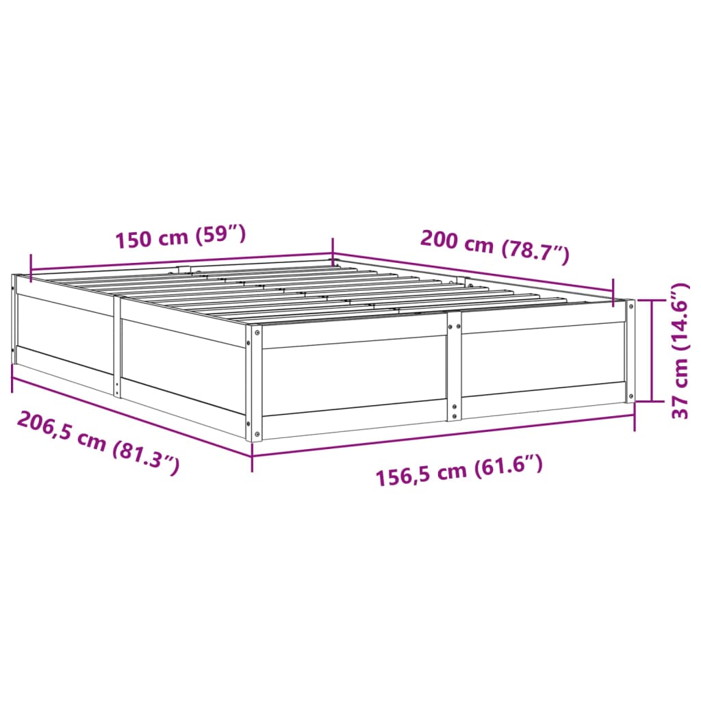 vidaXL Posteľ bez matraca 150x200 cm masívna borovica