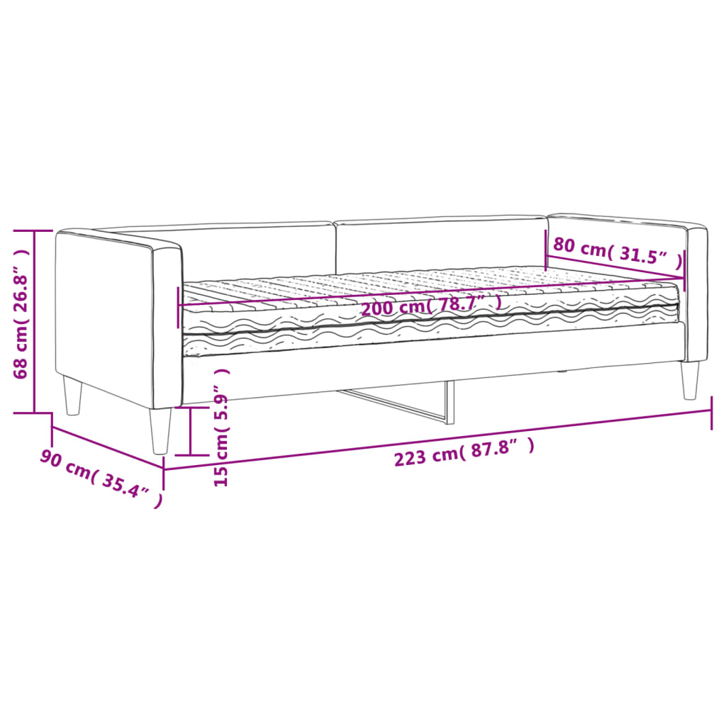 vidaXL Denná posteľ s matracom tmavosivá 80x200 cm látka