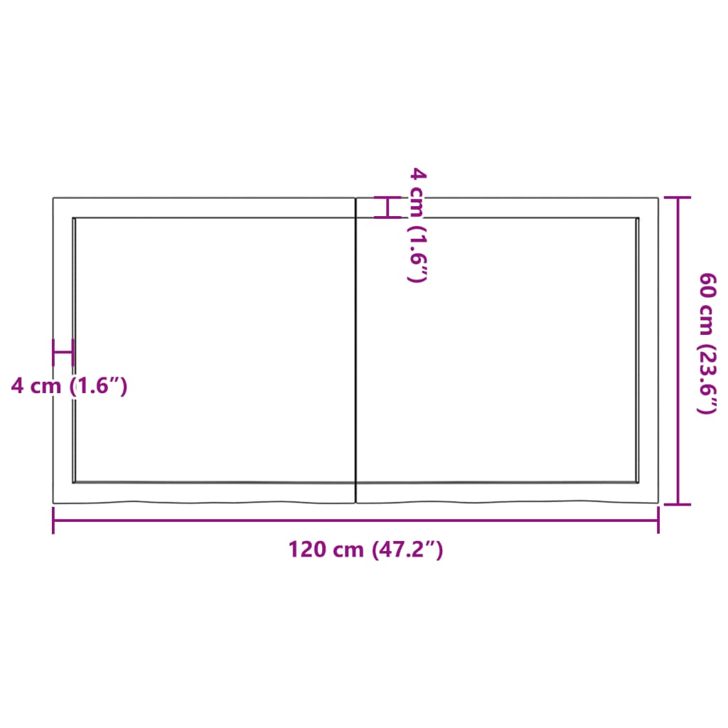 vidaXL Nástenná polica tmavohnedá 120x60x(2-4)cm ošetrený dubový masív