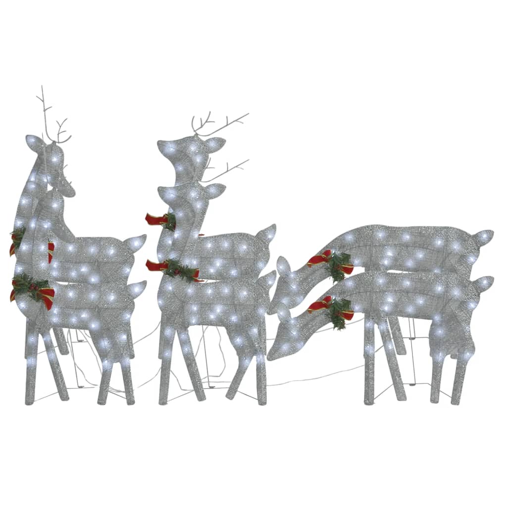 vidaXL Vianočné soby 6 ks strieborné studené biele sieťovina