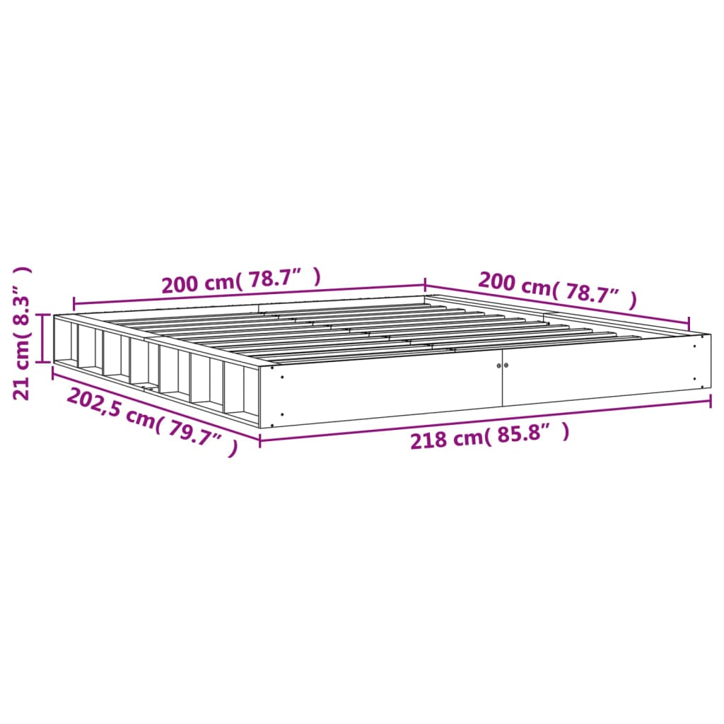 vidaXL Posteľ bez matraca voskovo hnedá 200x200 cm masívna borovica