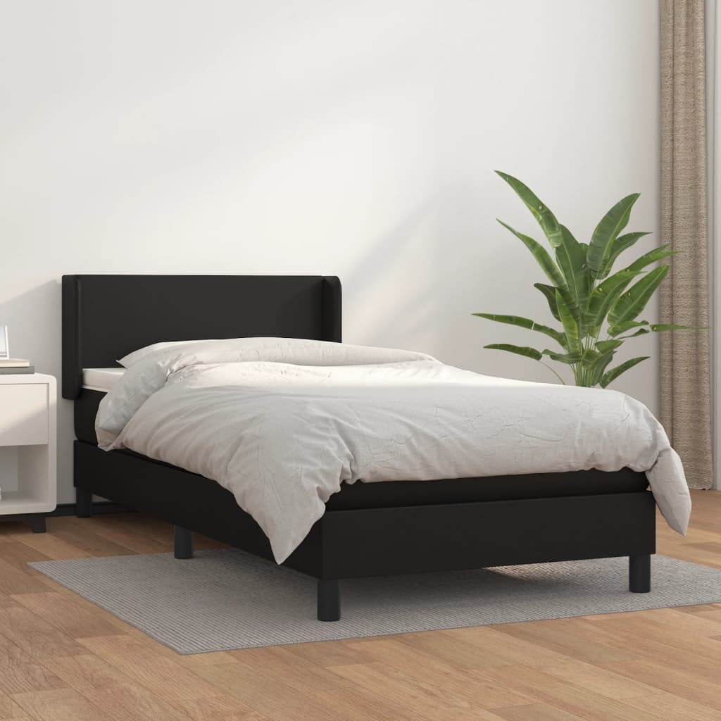 vidaXL Boxspring posteľ s matracom čierna 100x200 cm umelá koža