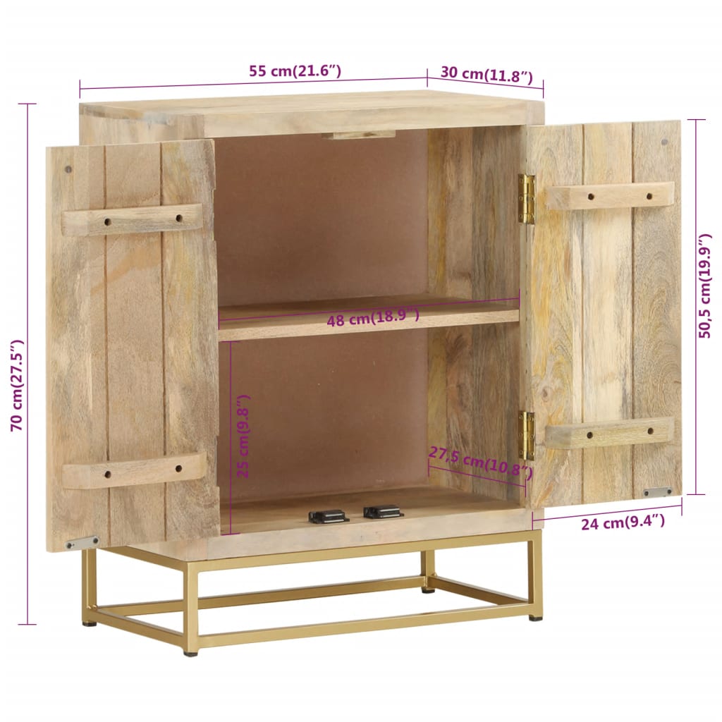 vidaXL Komoda s 2 dvierkami 55x30x70 cm masívny mangovník