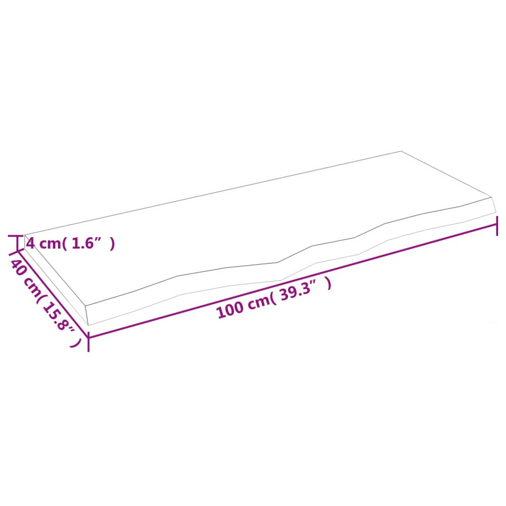 vidaXL Stolová doska bledohnedá 100x40x(2-4) cm ošetrený masívny dub