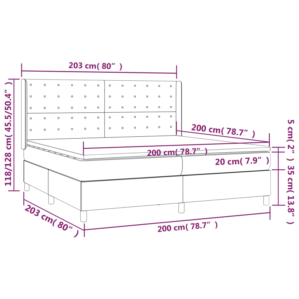 vidaXL Posteľný rám boxsping s matracom bledosivý 200x200 cm zamat