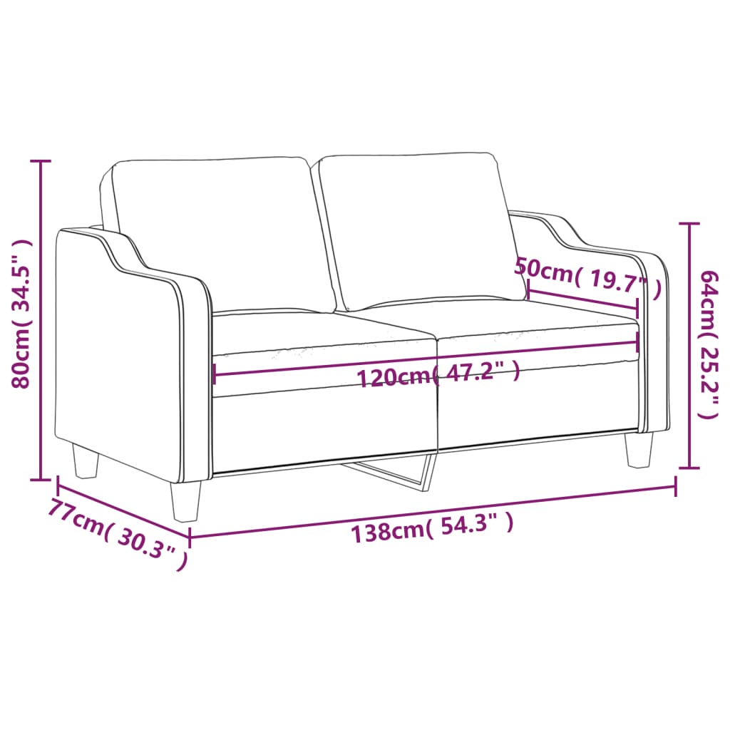 vidaXL 2-miestna pohovka krémová 120 cm látka