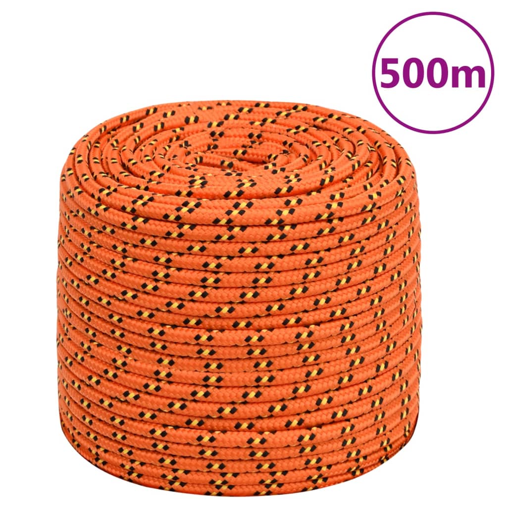 vidaXL Lodné lano oranžové 10 mm 500 m polypropylén