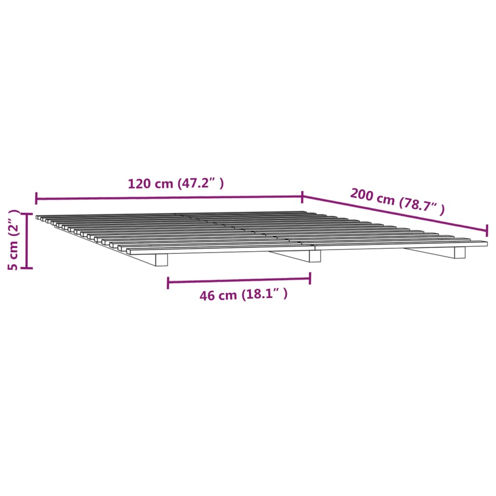 vidaXL Posteľný rám medovohnedý 120x200 cm borovicový masív