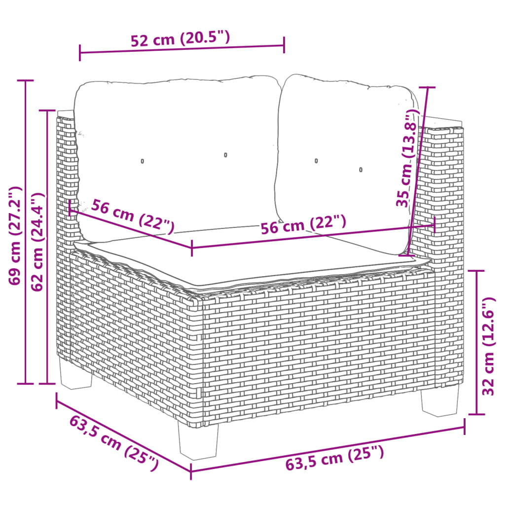 vidaXL 11-dielna záhradná sedacia súprava vankúše polyratan čierna