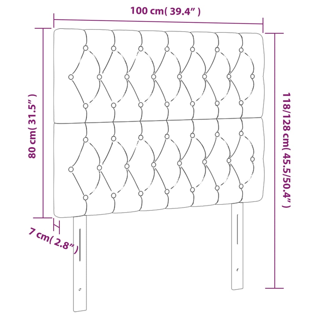 vidaXL Čelá postele 2 ks tmavomodrá 100x7x78/88 cm zamat