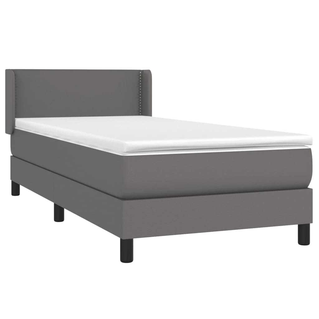 vidaXL Boxspring posteľ s matracom sivá 90x200 cm umelá koža