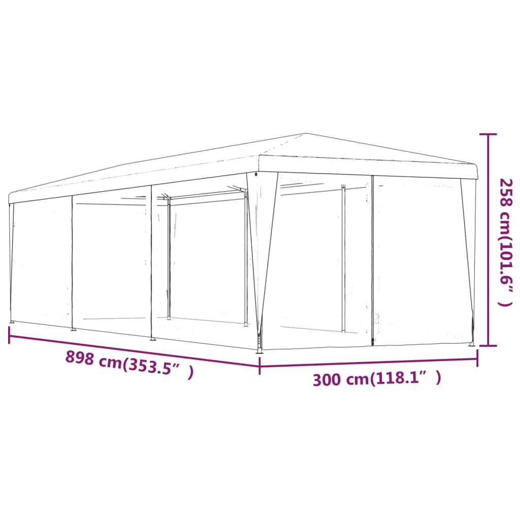 vidaXL Párty stan s 8 sieťkovanými bočnými stenami antracit 3x9 m HDPE