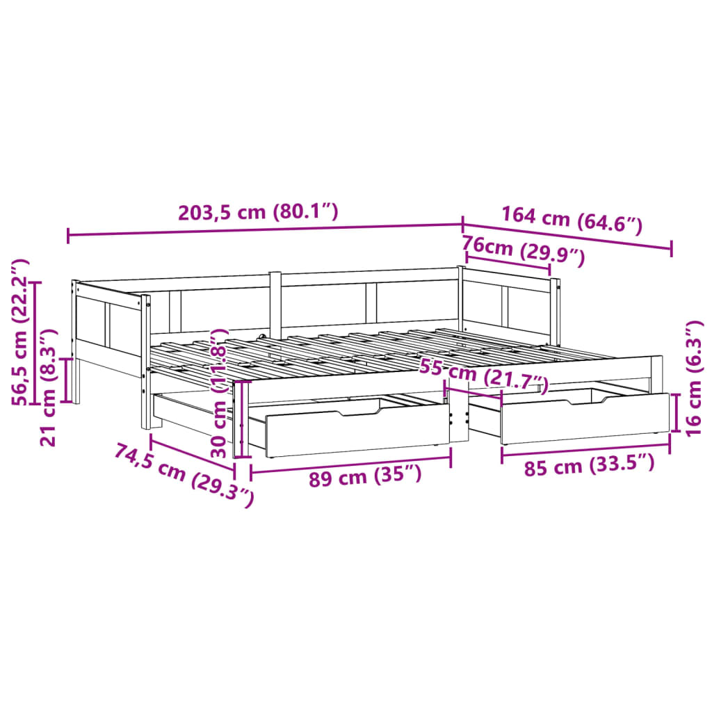 vidaXL Rozkladacia denná posteľ s matracmi bez matraca 80x200 cm