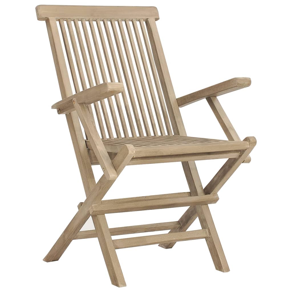 vidaXL Skladacie záhradné stoličky 4 ks sivé 56x61x89 cm tíkový masív