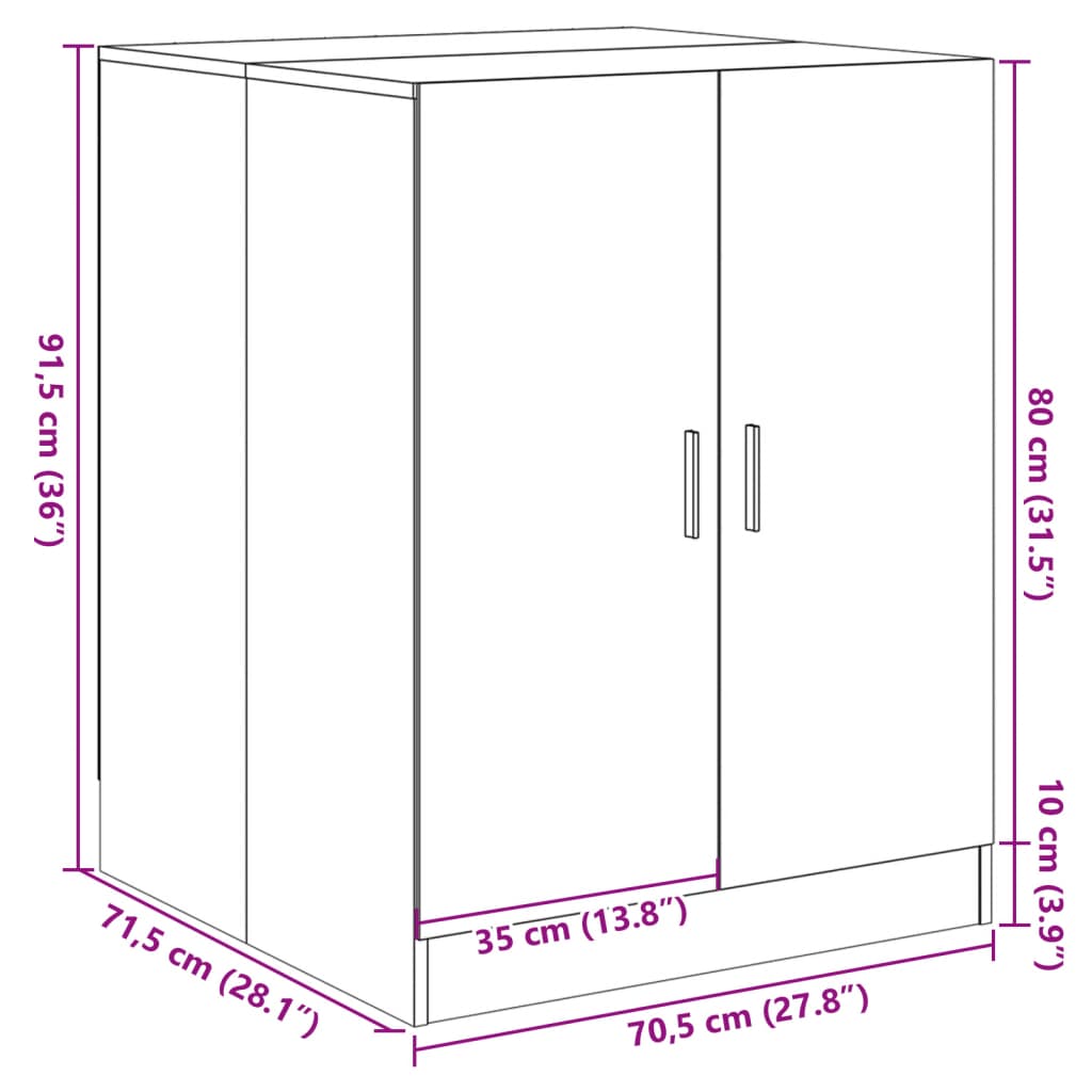 vidaXL Skrinka na práčku dub sonoma 70,5x71,5x91,5 cm